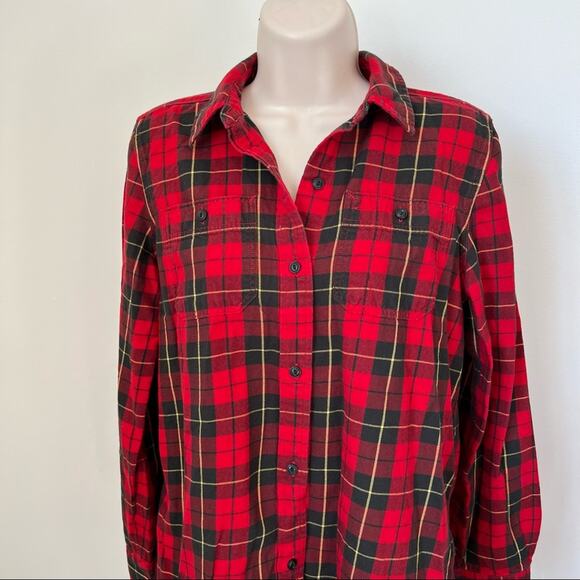 Lauren Ralph Lauren Plaid Flannel Size PM Red Cotton Long Sleeve Button Down - Picture 3 of 7